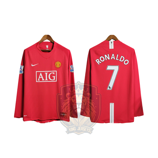 Manchester United 2007/08 local manga larga